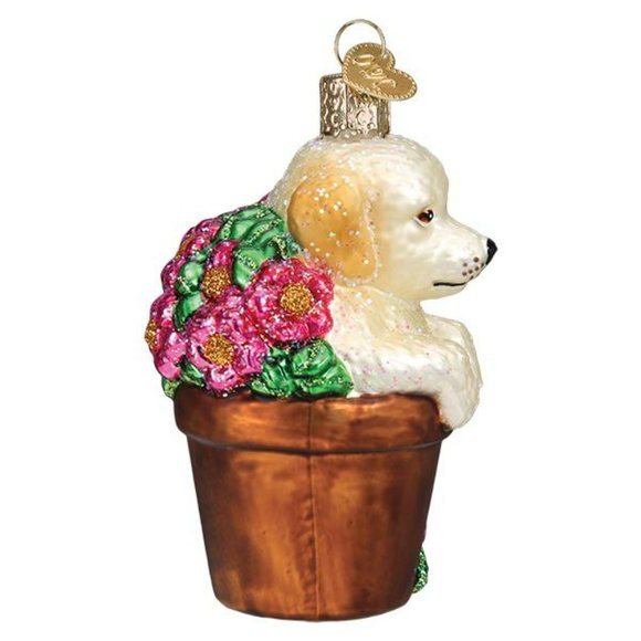 Puppy in Flower Pot Xmas Ornament with Keepsake Box | Old World Christmas | NWT - Picture 4 of 7